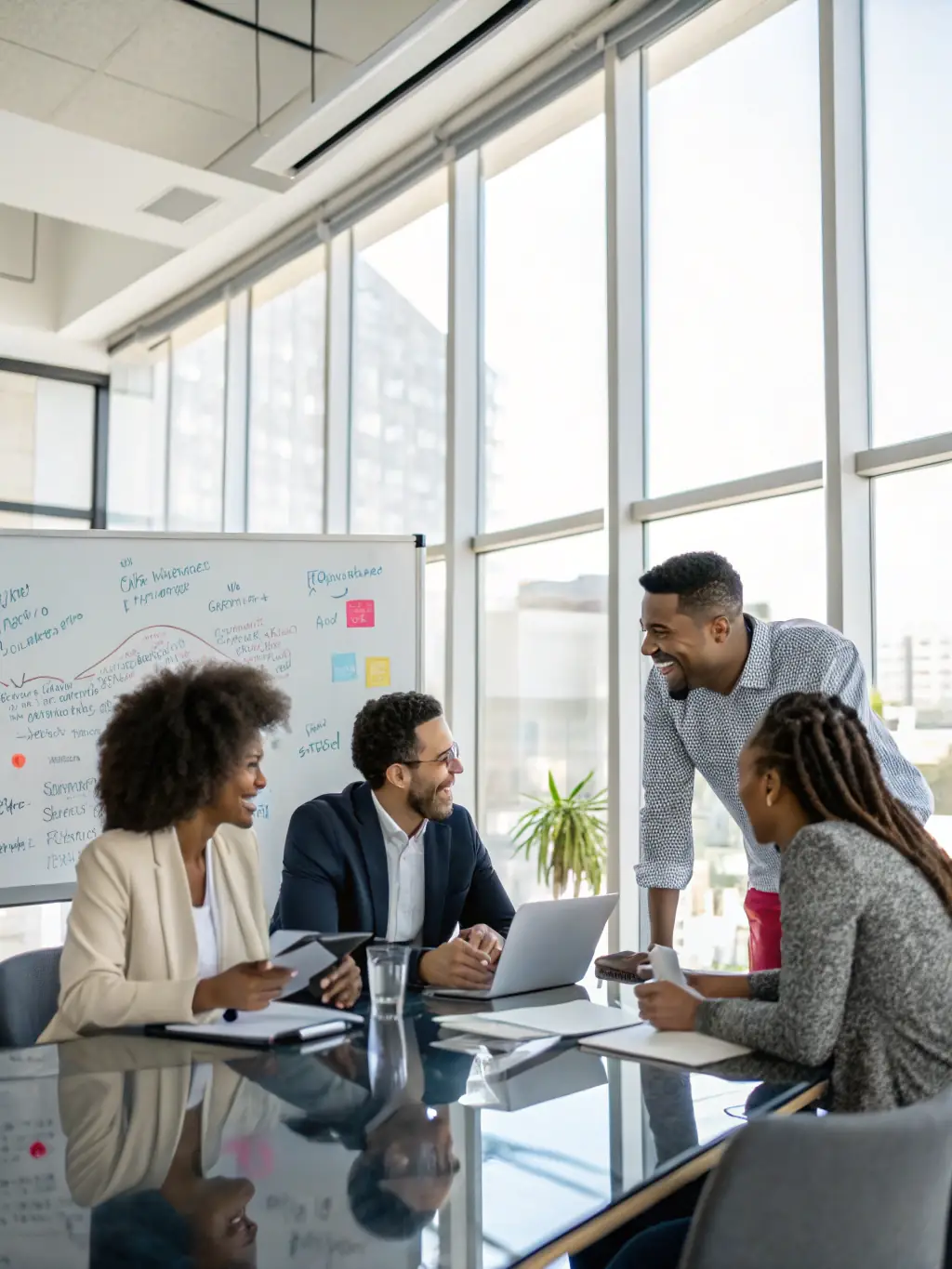 A group of team leaders participating in a strategic planning session, facilitated by a leadership development consultant.